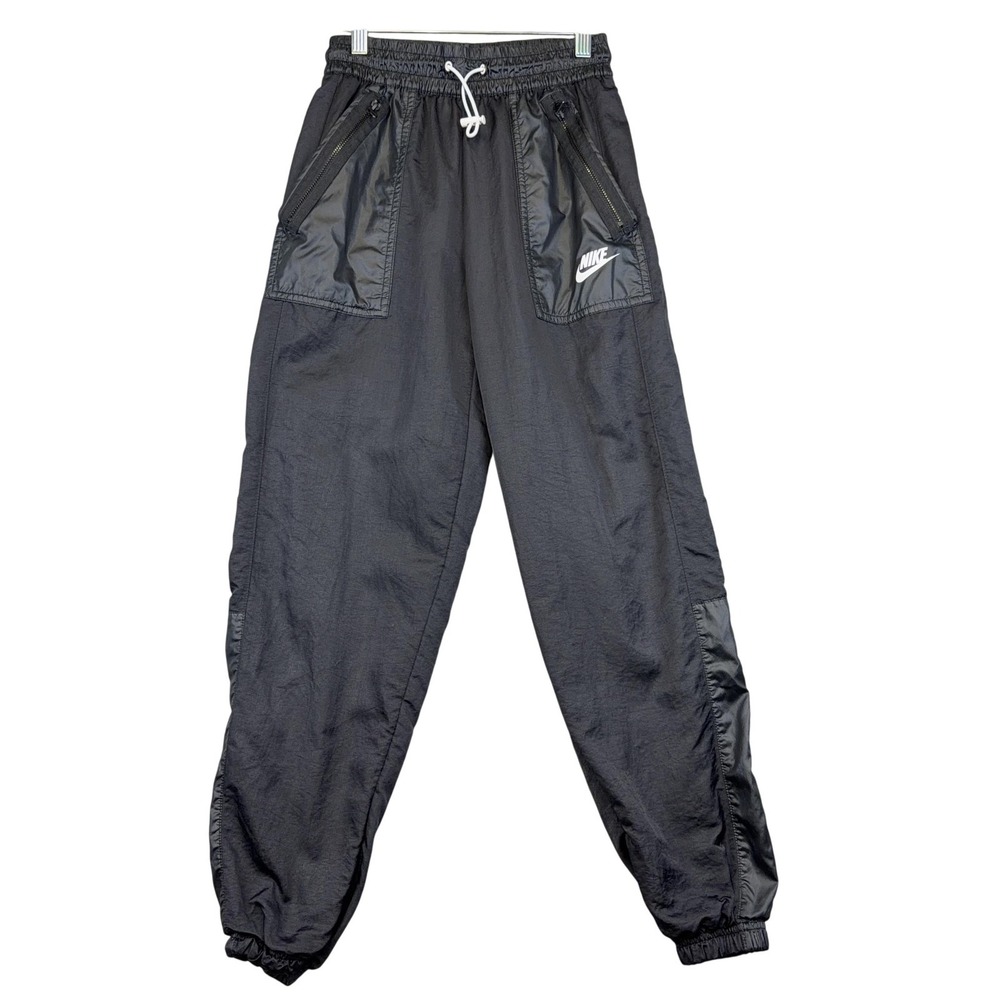 Nike Pants Mens XS Black Nylon Track Joggers Zip Pocket‎ Lined Lightweight